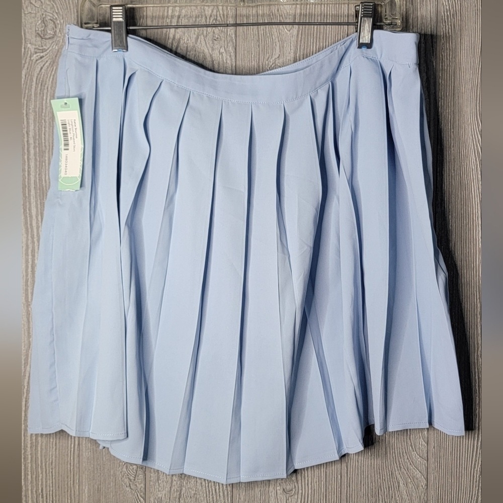 Katie Sturino Stitch Fix Leighton Pleated Mini Skirt Light Blue XL‎ AS9050X